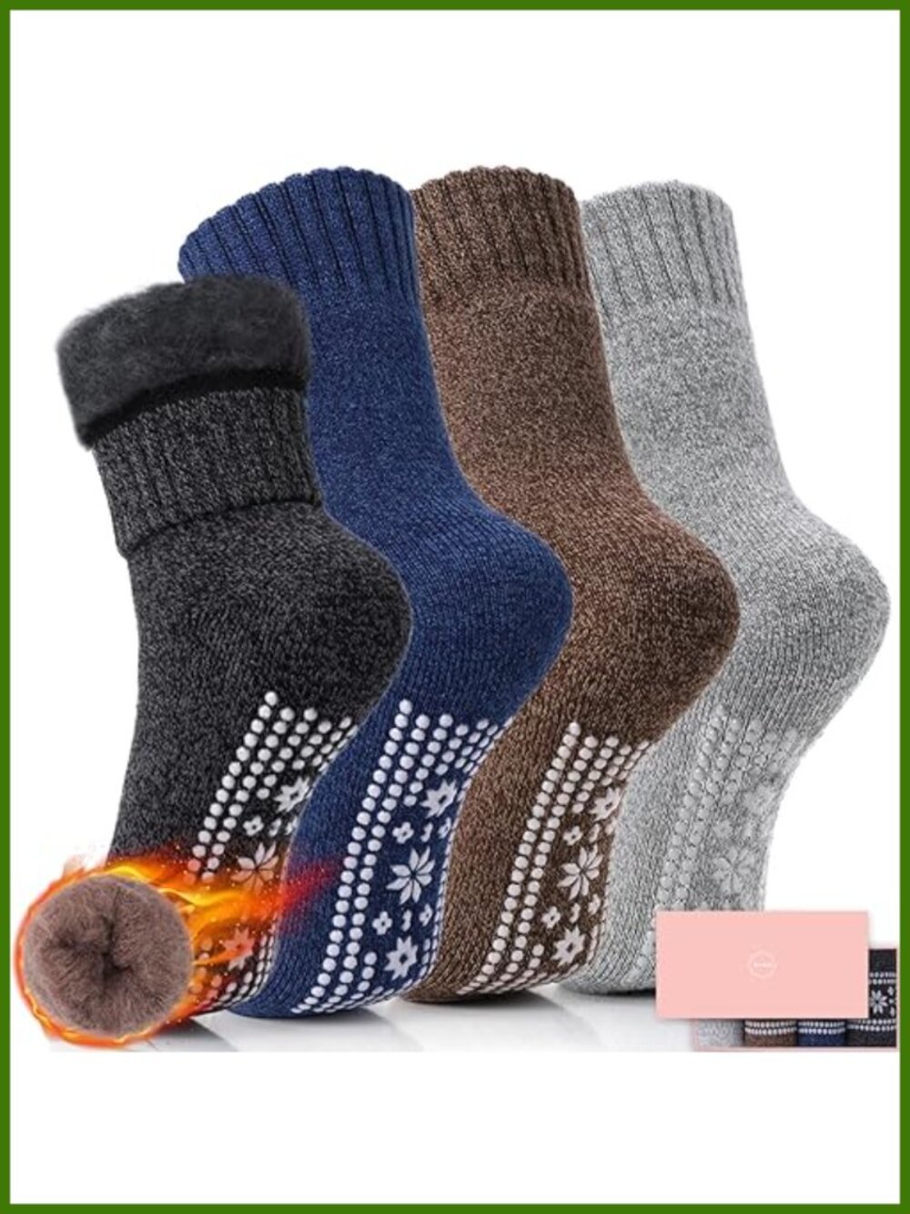 HUGSWEET Thermal Slipper Socks Non Slip Soft Fuzzy Women 4 Pairs
